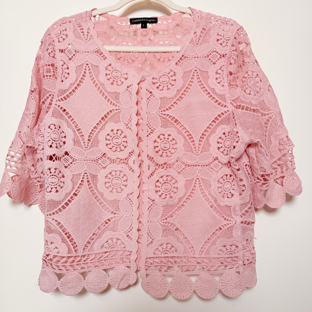 Chris McLaughlin Pink Lace Cardigan